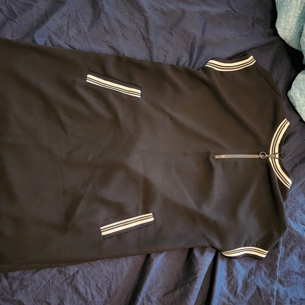 Zara Black Mini Dress with White Stripes